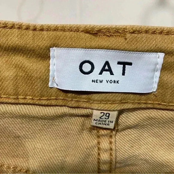OAT New‎ York Mid Rise Button Fly Cuffed Denim Short Brown Boho Festival Stretch - Picture 6 of 9